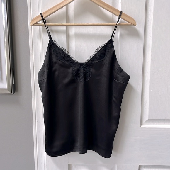 Express black satin tank with lace size small new - Picture 1 of 16